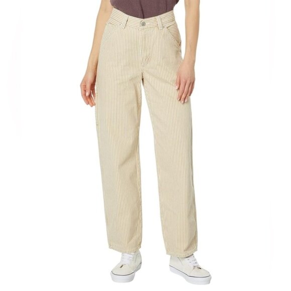 Levi’s Dad Utility Pants Size 27L30 — White with Cream Stripes, Oversized Fit - Picture 1 of 12